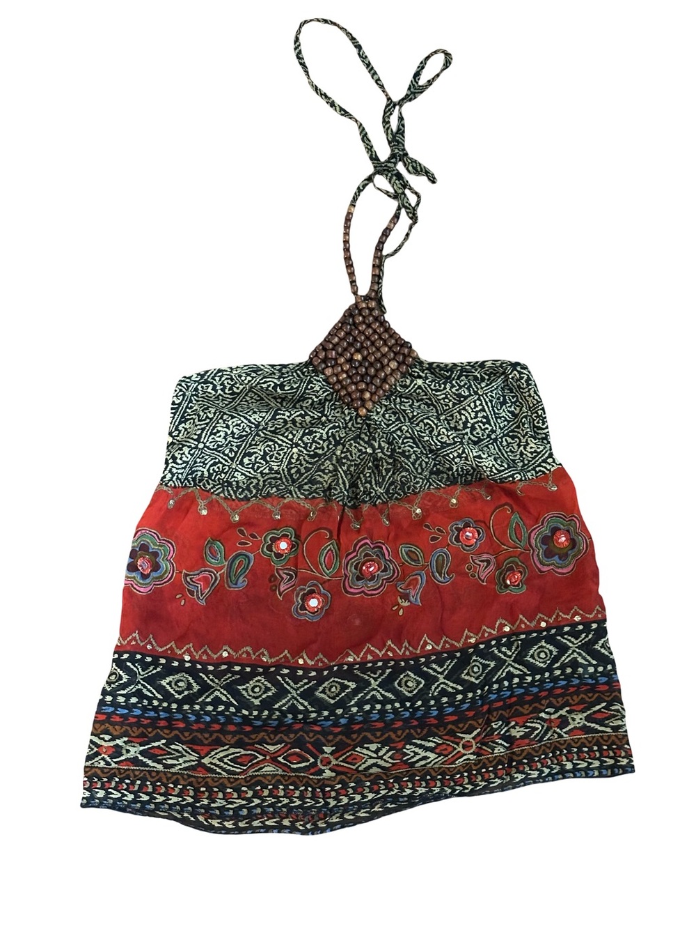 Dolce Cabo Red, Black & Tan Printed Boho Top